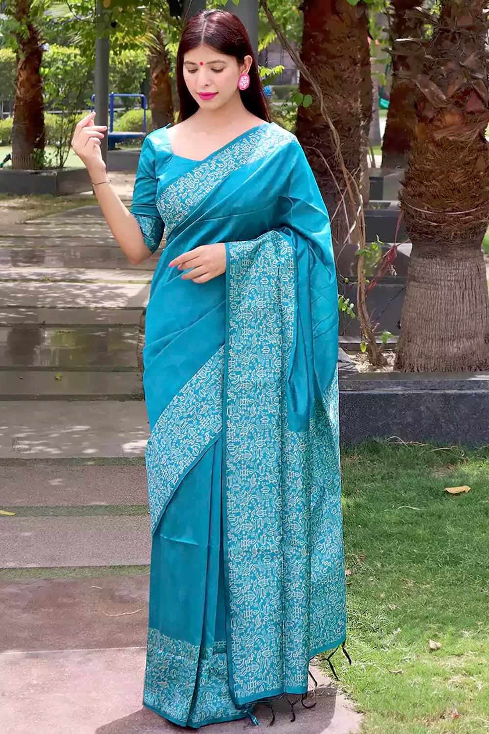 Captivating Firoji Color Soft Silk Saree