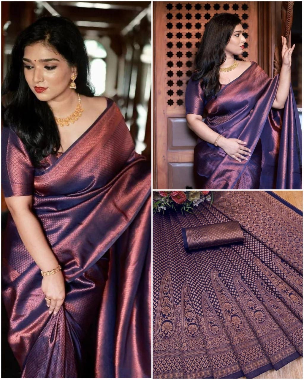 Graceful Purple Colored Printed Saree For Women