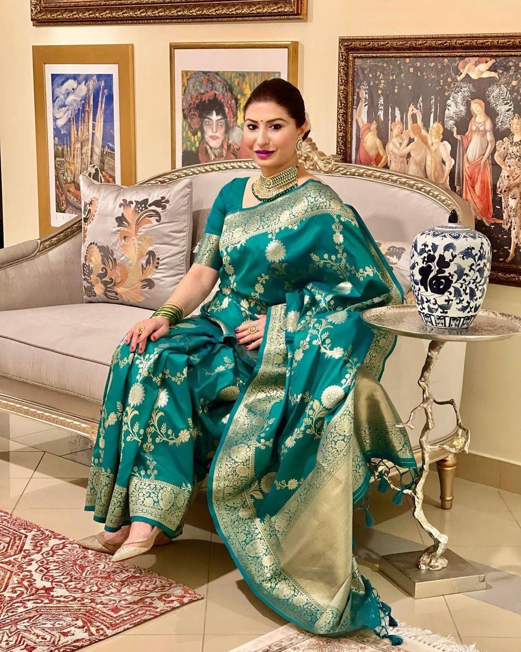 Phenomenal Dark Green Colored Printed Saree For Women