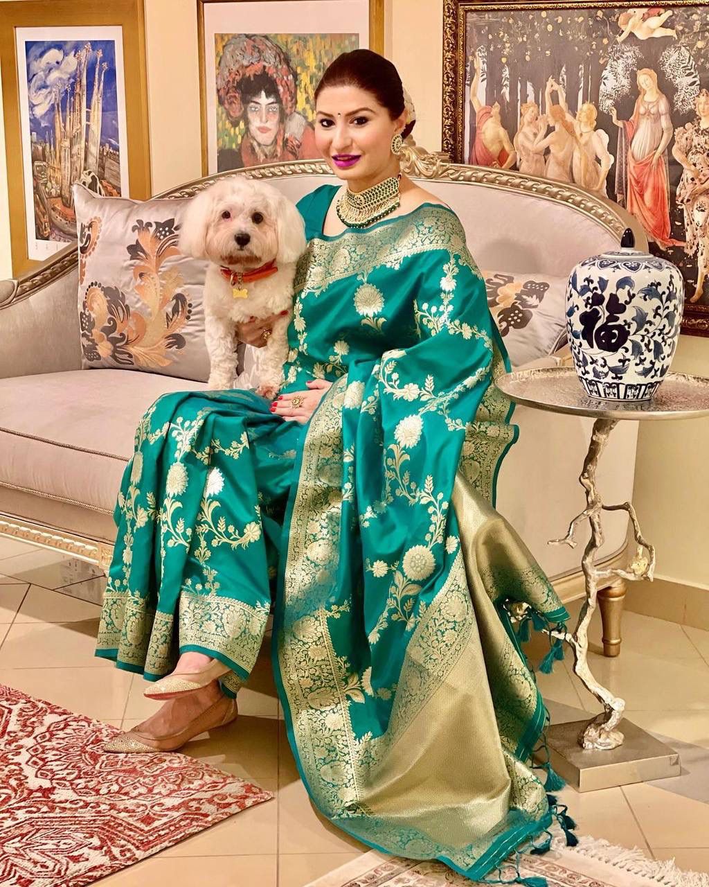 Phenomenal Dark Green Colored Printed Saree For Women