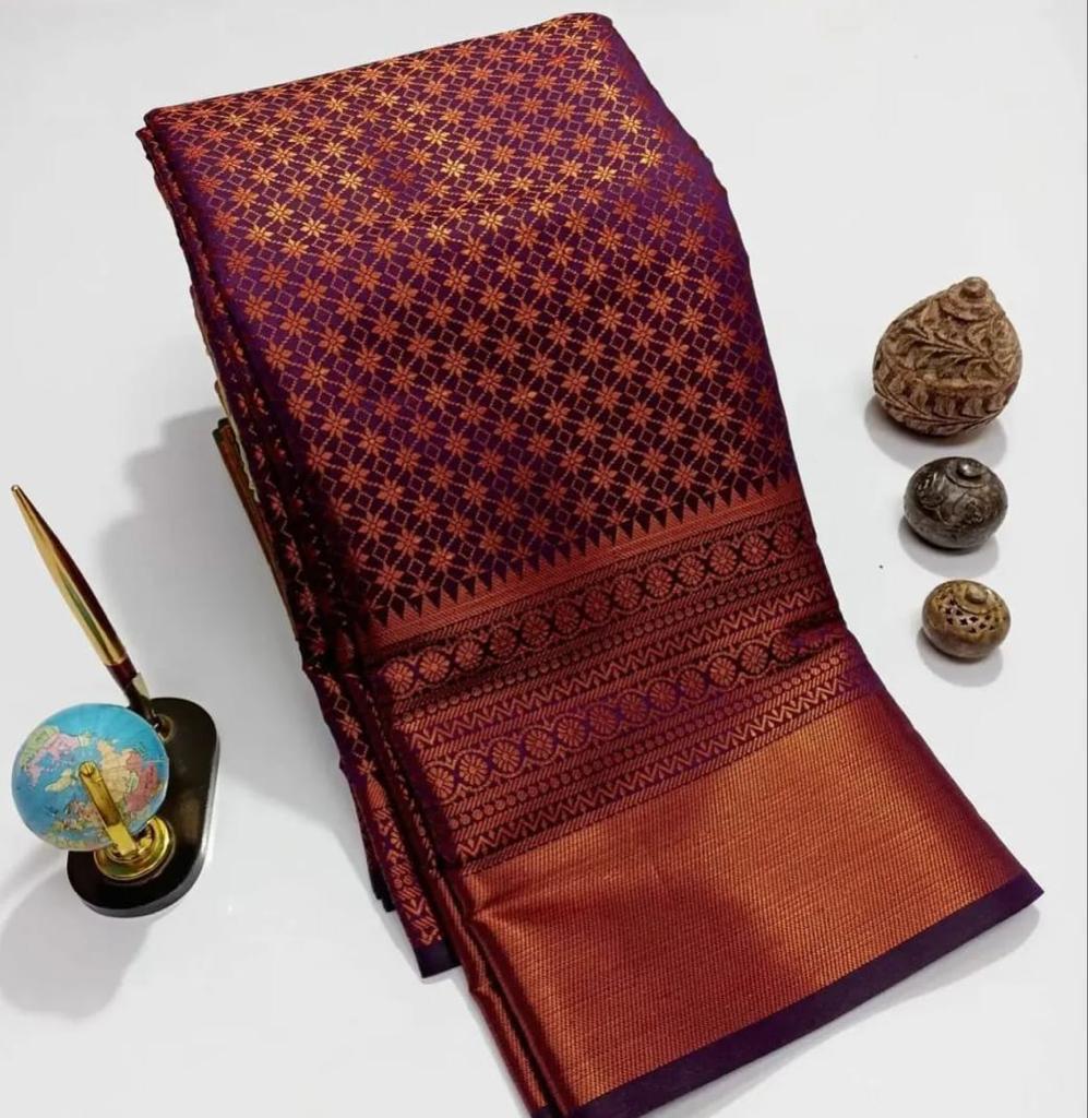 Opulent Purple Colored Printed Saree For Women