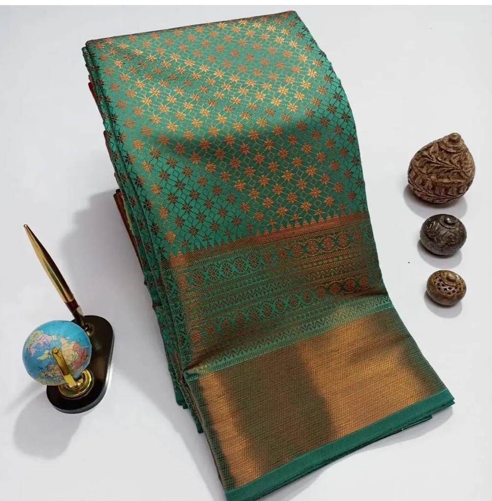 Stunning Sea Green Colored Printed Saree For Women