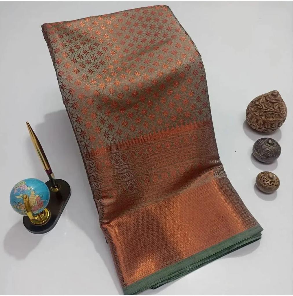 Unique Grey Colored Printed Saree For Women