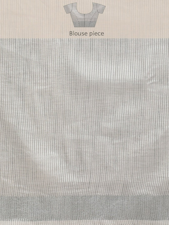 Light Grey Festive Wear Printed Linen Saree With Blouse piece