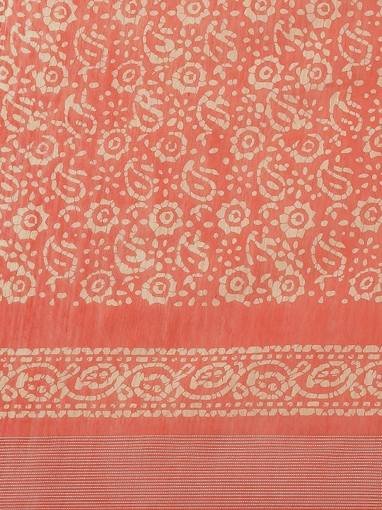 Orange Colour Linen Saree , Causal wear