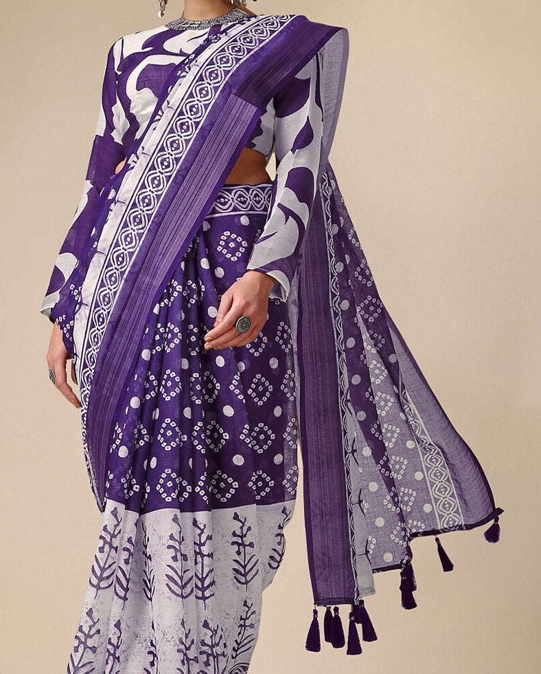 Lovely Dark Purple Colored Festive Wear Woven Pure Linen