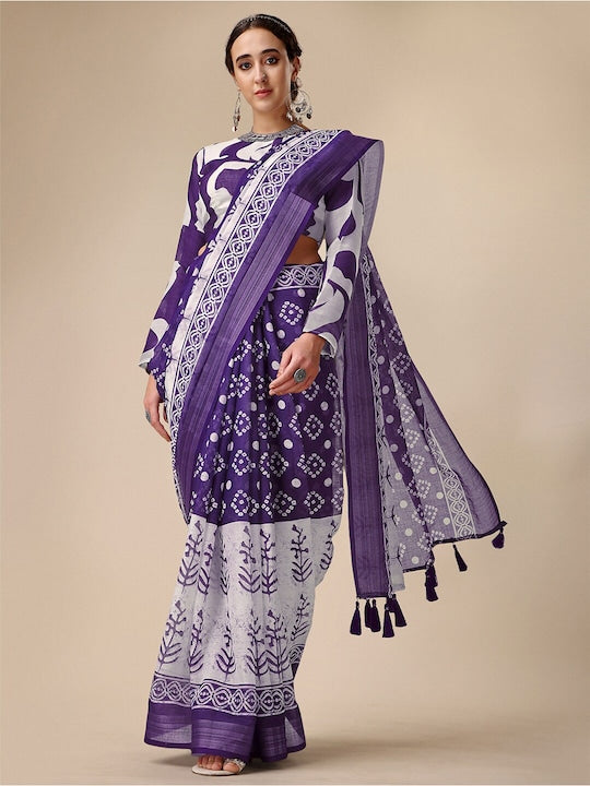 Lovely Dark Purple Colored Festive Wear Woven Pure Linen