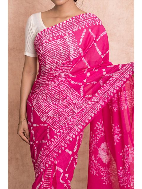 Pink Colored Festive Wear Woven Linen Saree , With Blouse Peach