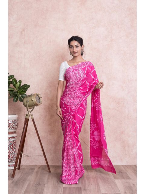 Pink Colored Festive Wear Woven Linen Saree , With Blouse Peach