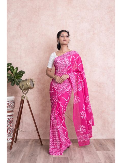 Pink Colored Festive Wear Woven Linen Saree , With Blouse Peach