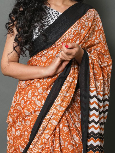 Light Orange Colored Festive Wear Woven Linen Saree , With Blouse Peach