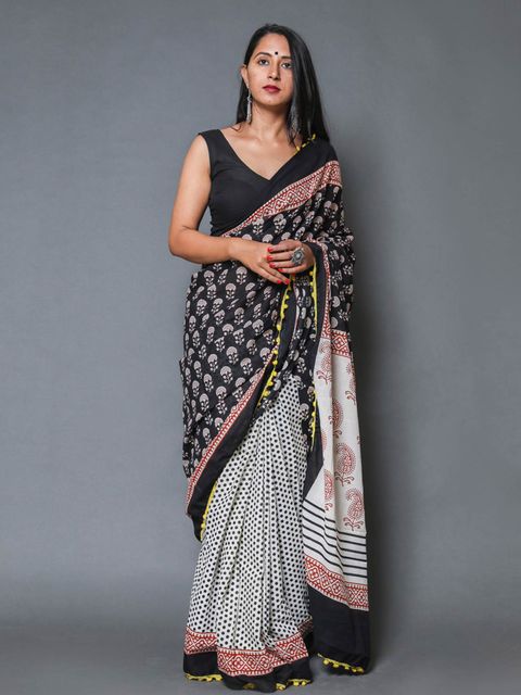 Black And Grey Colored Festive Wear Woven Linen Saree , With Blouse Peach