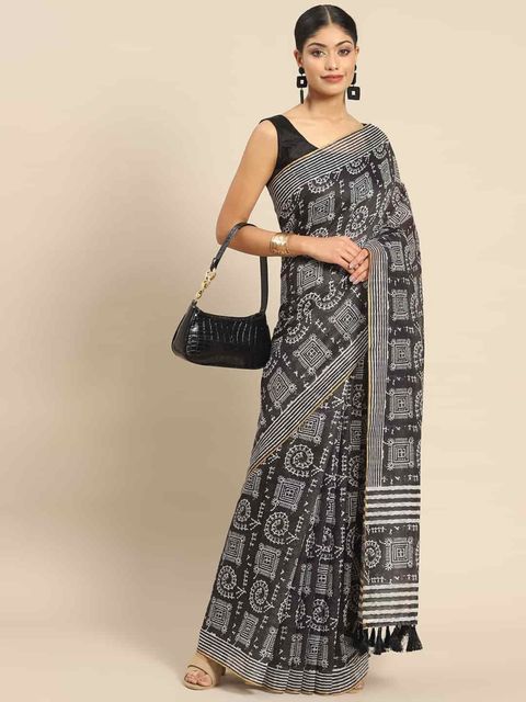 Grey Color Party Wear Linen Saree , With Blouse Piece