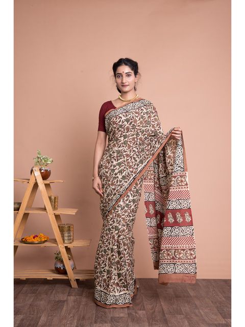 Brown Color Party Wear Linen Saree , With Blouse Piece