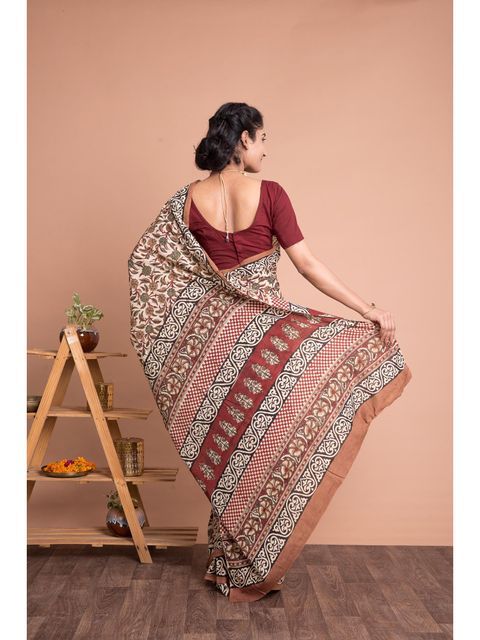 Brown Color Party Wear Linen Saree , With Blouse Piece