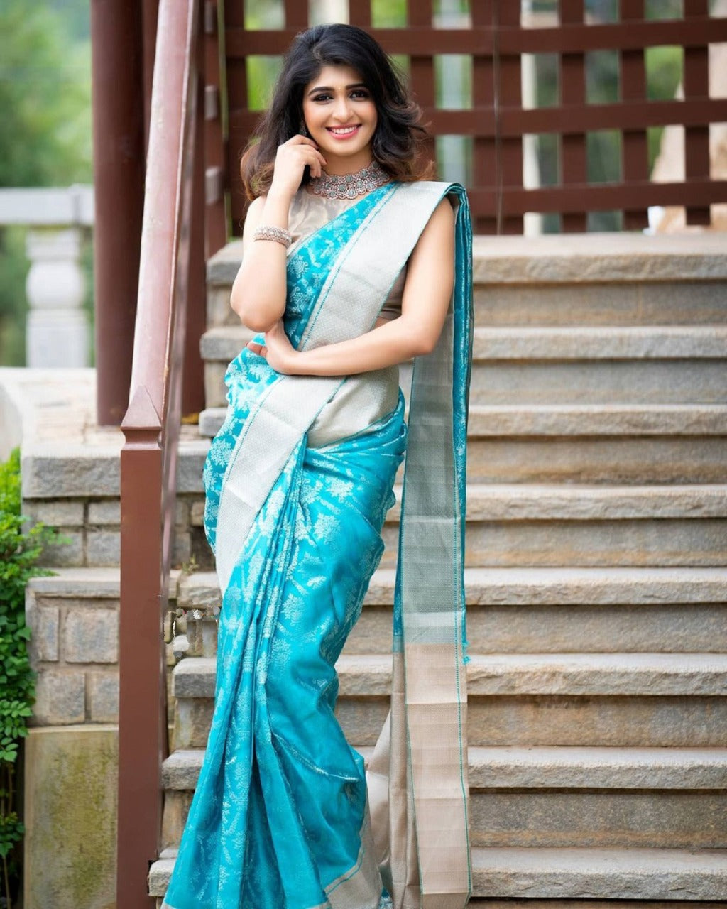 Festive Saree in Blue Soft Banarasi Silk