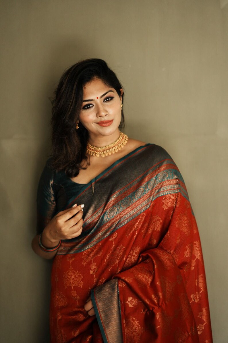 Red Color Soft Lichhi Banarasi Silk Saree Jacquard Work On All Over Beautiful zari Work Saree Party Wear Saree Special Day For Gift Saree