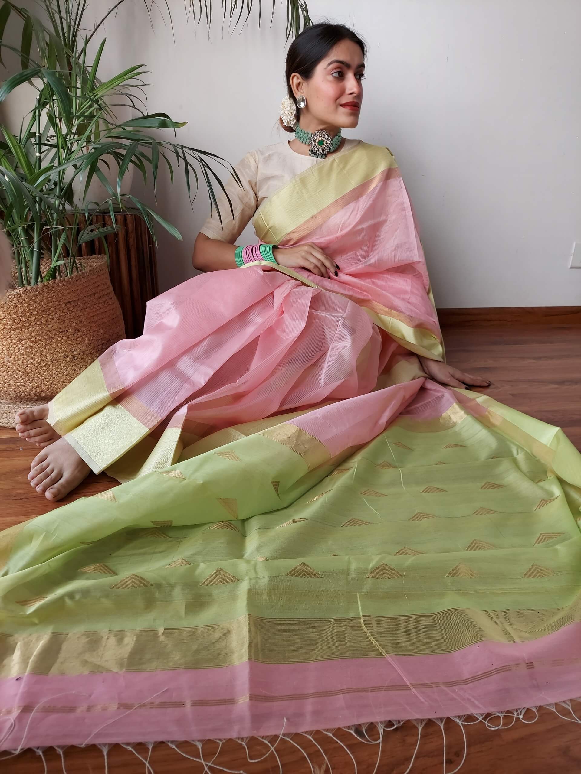 Linen Cotton Sarees with Blouse – SareesZone