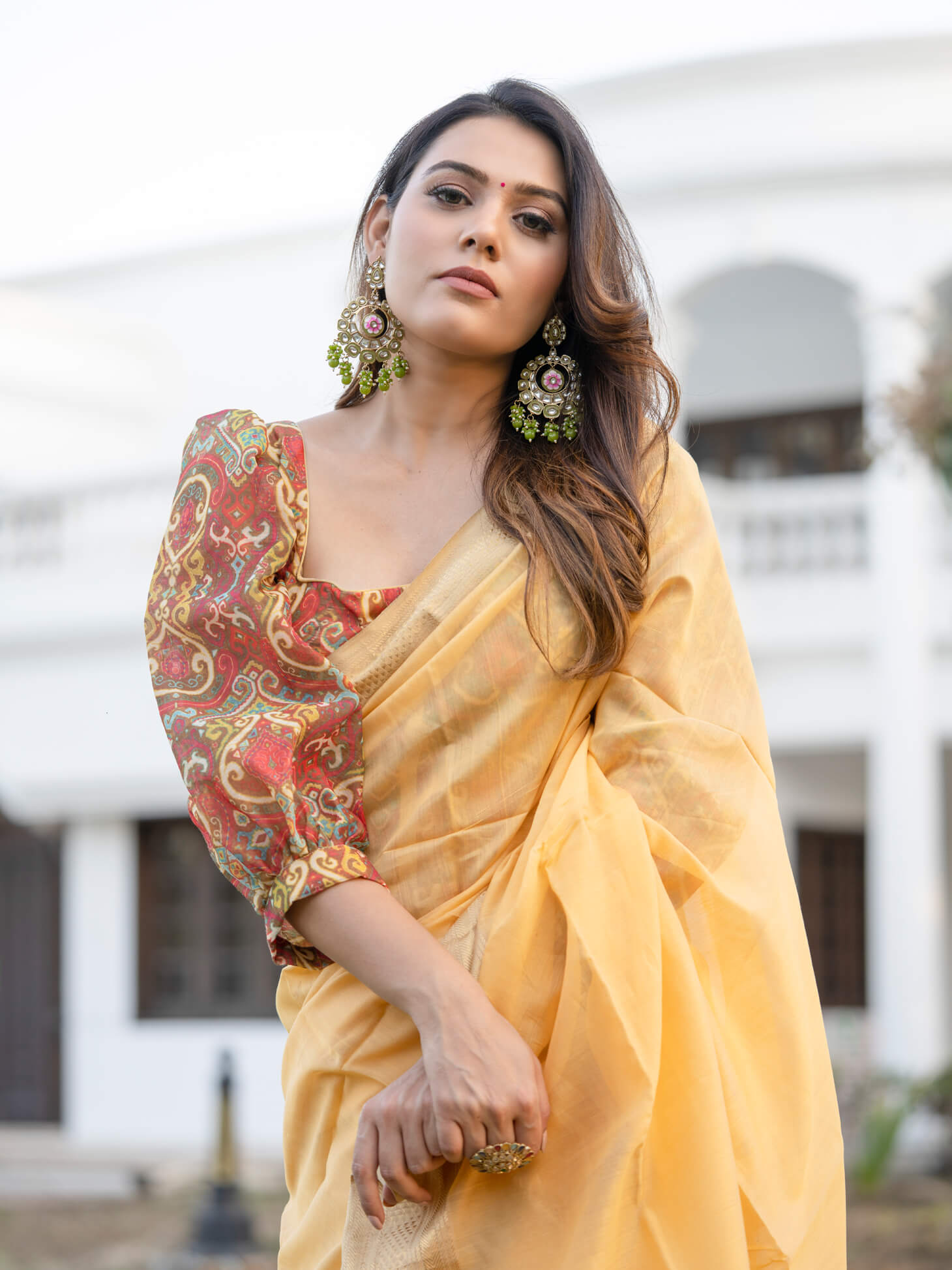 Yellow Color Plain Linen Saree With Casual wear