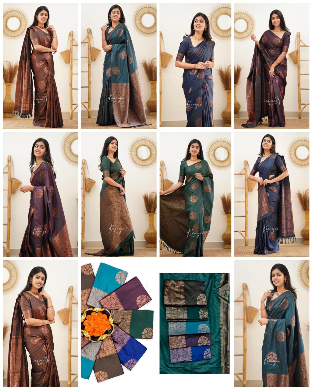 Jacquard Silk Sarees Brown Colour, Casual Wear