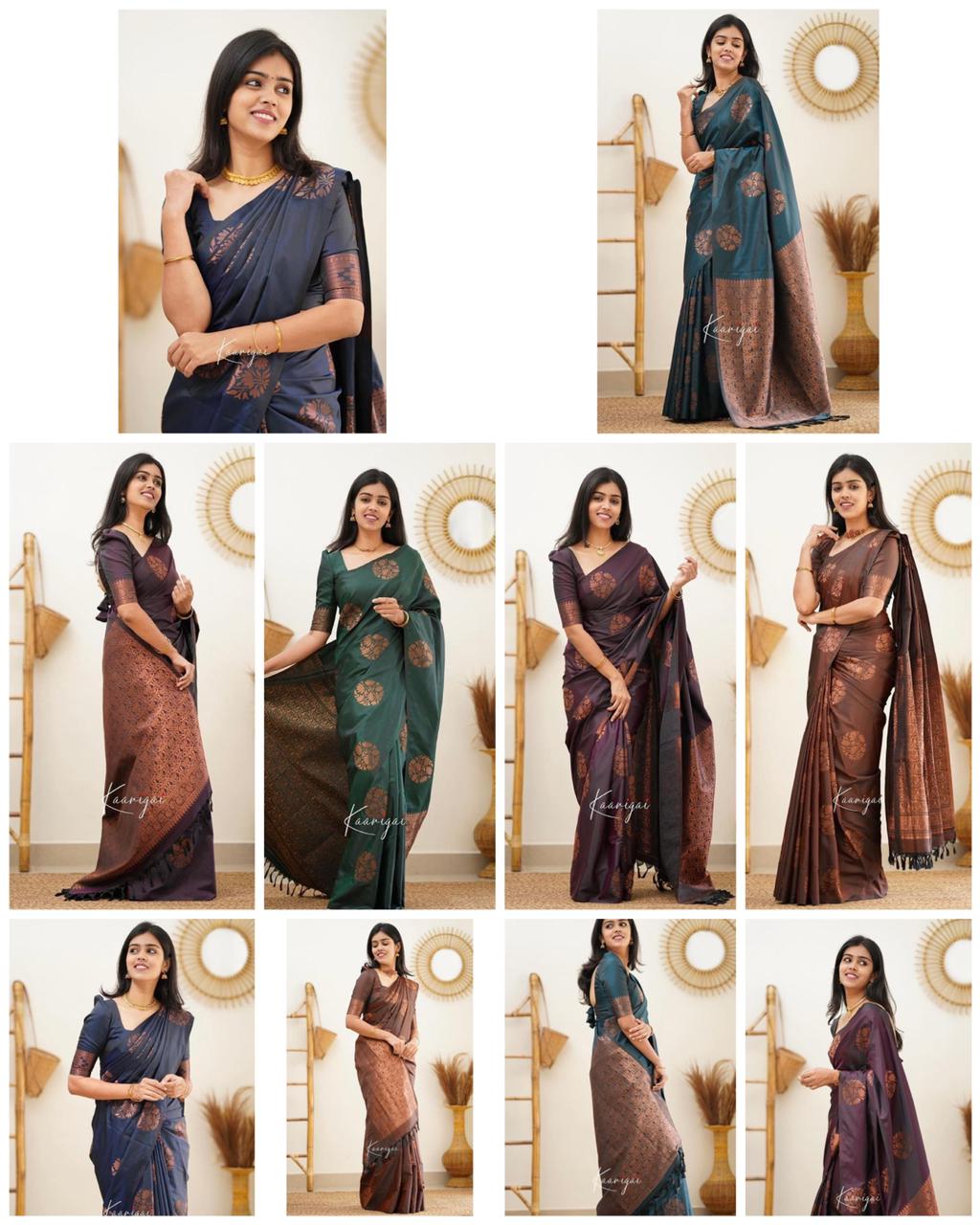 Jacquard Silk Sarees Brown Colour, Casual Wear