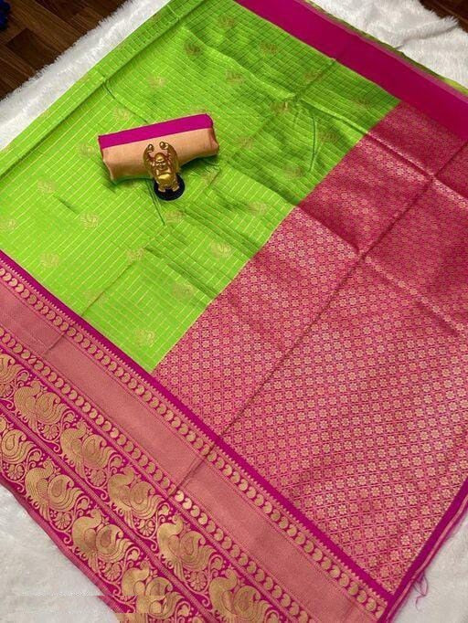 Marvellous Parrot Green Colored Printed Saree For Women