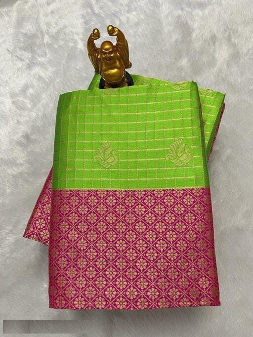 Marvellous Parrot Green Colored Printed Saree For Women