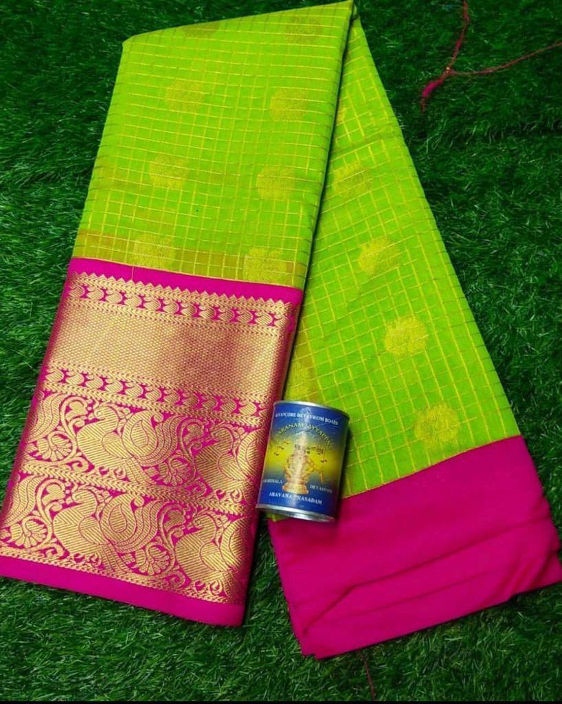 Marvellous Parrot Green Colored Printed Saree For Women