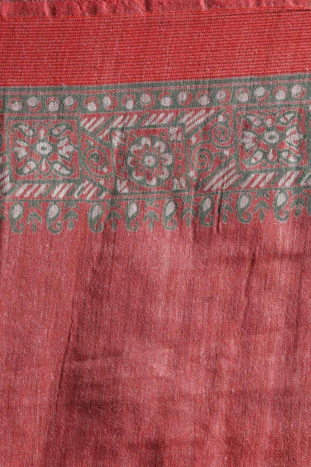 Excellent Red Colored Festive Wear Printed Pure Linen Saree - Ibis Fab