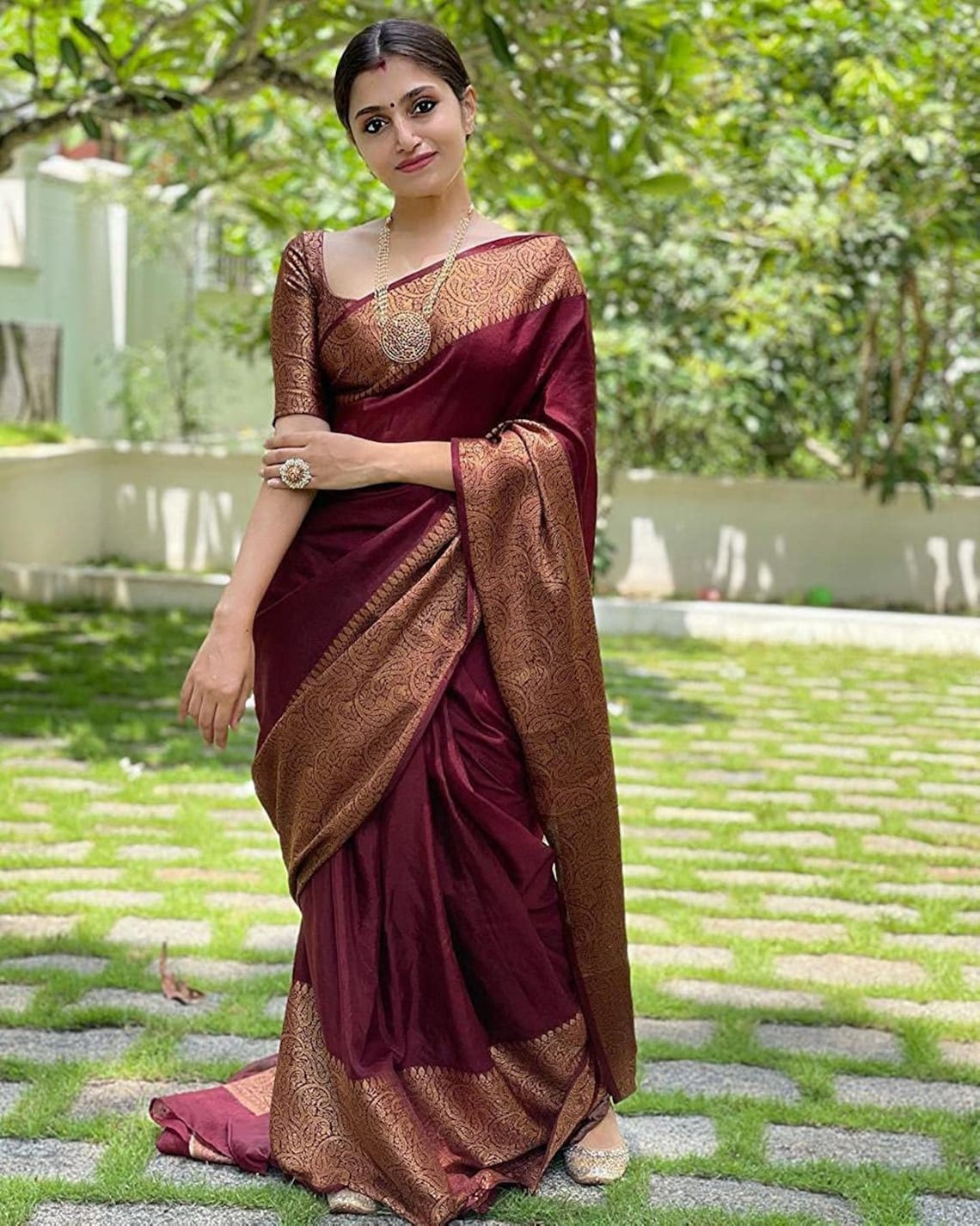 Art Silk Saree With Unstitched Blouse For Women Wedding Wear Party and running use also