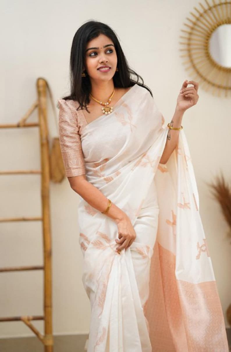 Exceptional Off White Colored Printed Saree For Women