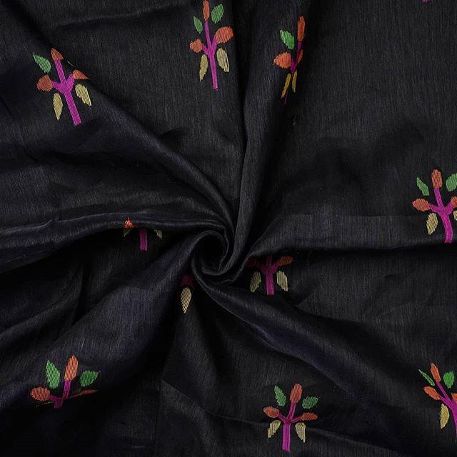 Intricate Black Colored Festive Printed Pure Linen Saree - Ibis Fab