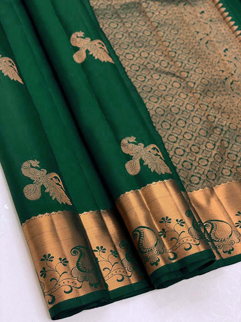 Banarasi Silk Saree With Classic Green