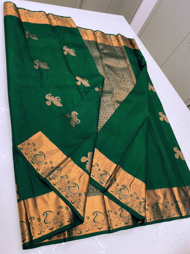 Banarasi Silk Saree With Classic Green