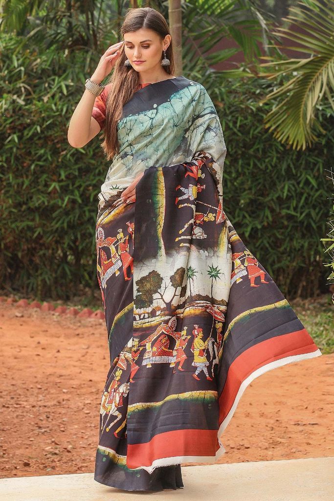 Linen Silk Pleasance Multi Saree, Designer Wear