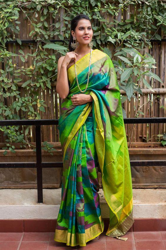 Linen Impressive Multi Colored Saree, Printed Designer Wear