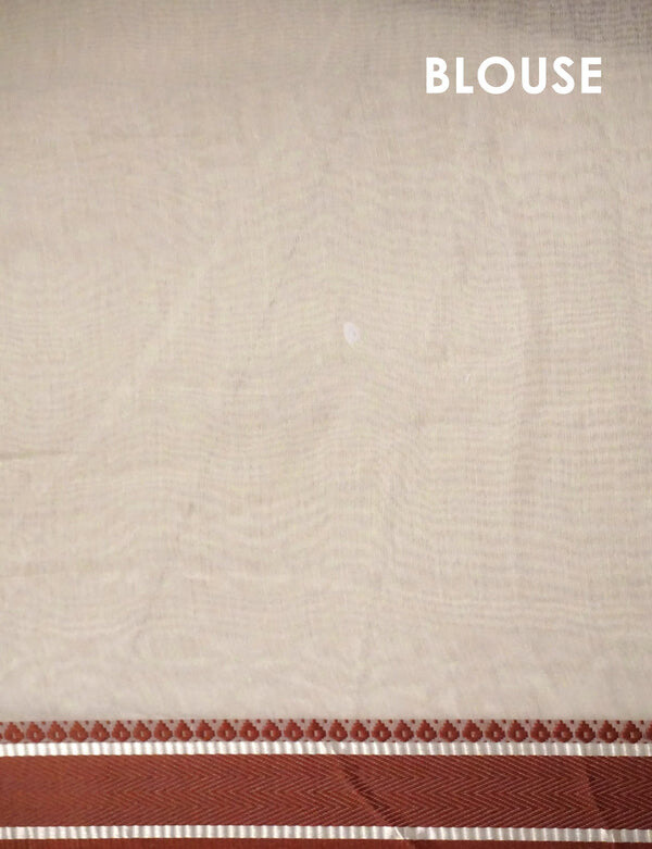 Desiring White Colored Cotton Linen Designer Printed Saree