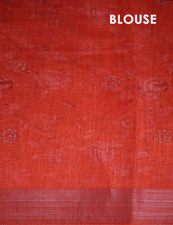 Marvellous Pista Colored Cotton Linen Designer Printed Saree