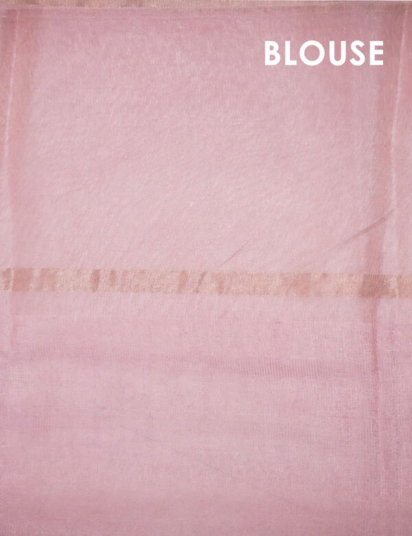 Desirable Baby Pink Colored Cotton Linen Designer Printed Saree
