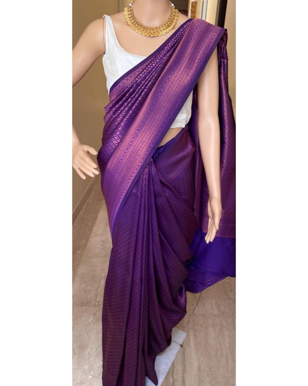 Dark Purple Woven Paithani Silk Saree - Shaaola.com