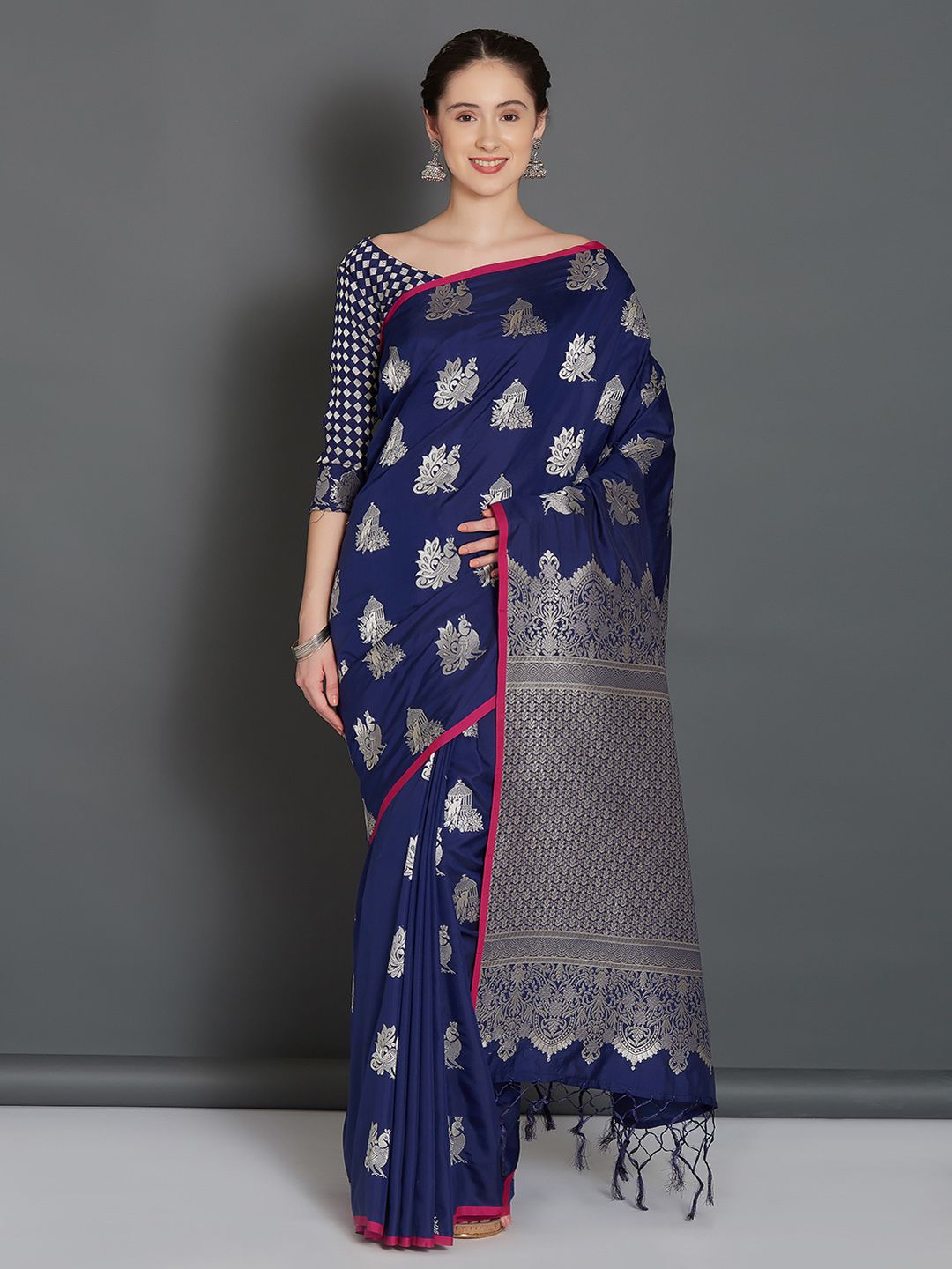 Soft Silk Blue Woven Saree, Festival Wear