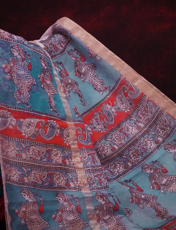 Refreshing Light Purple Colored Cotton Linen Designer Printed Saree