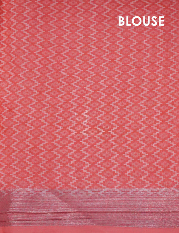 Elegant Peach Colored Cotton Linen Designer Printed Saree