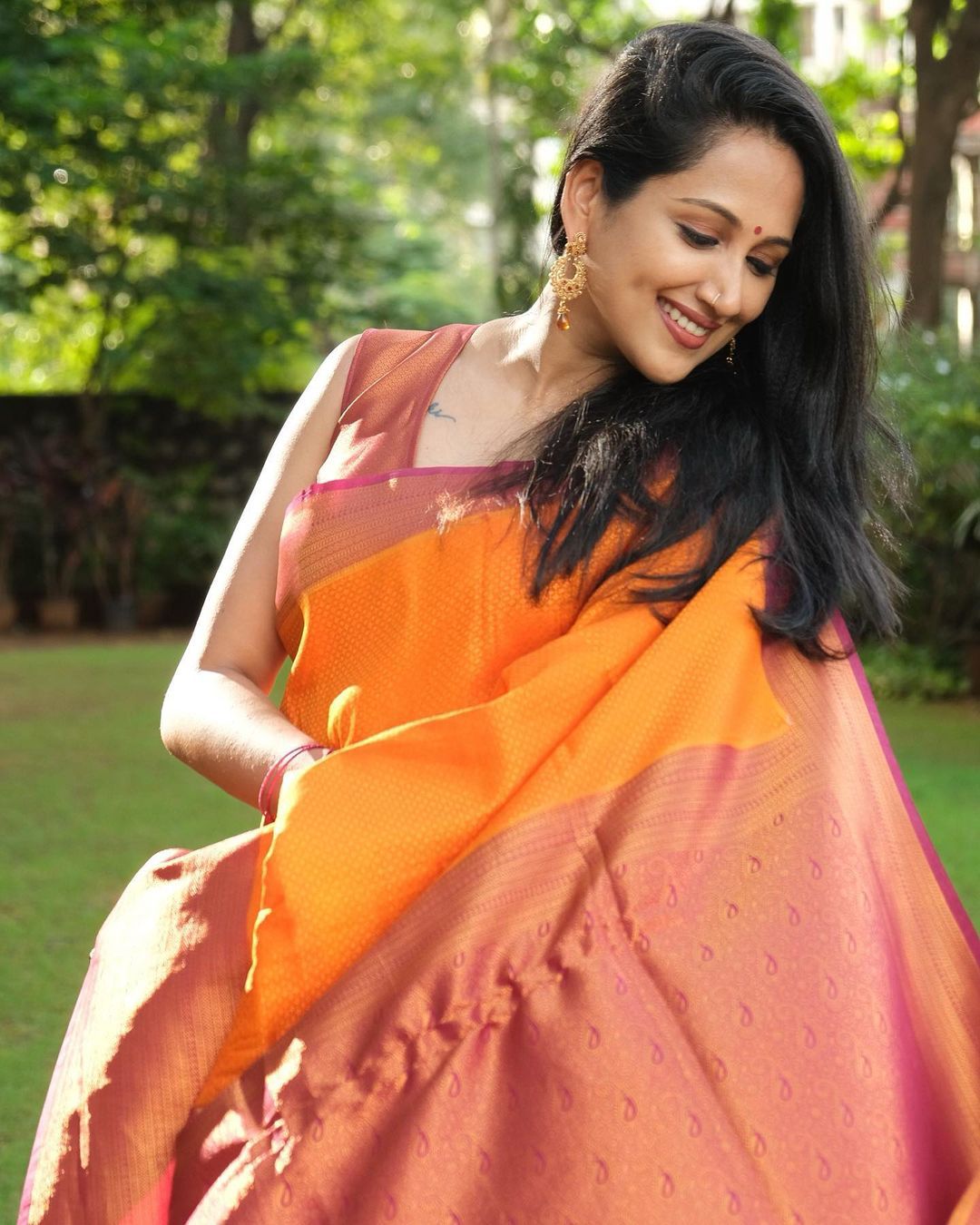 Flattering Orange Soft Kanjivaram Silk Saree With Marvellous Blouse Piece