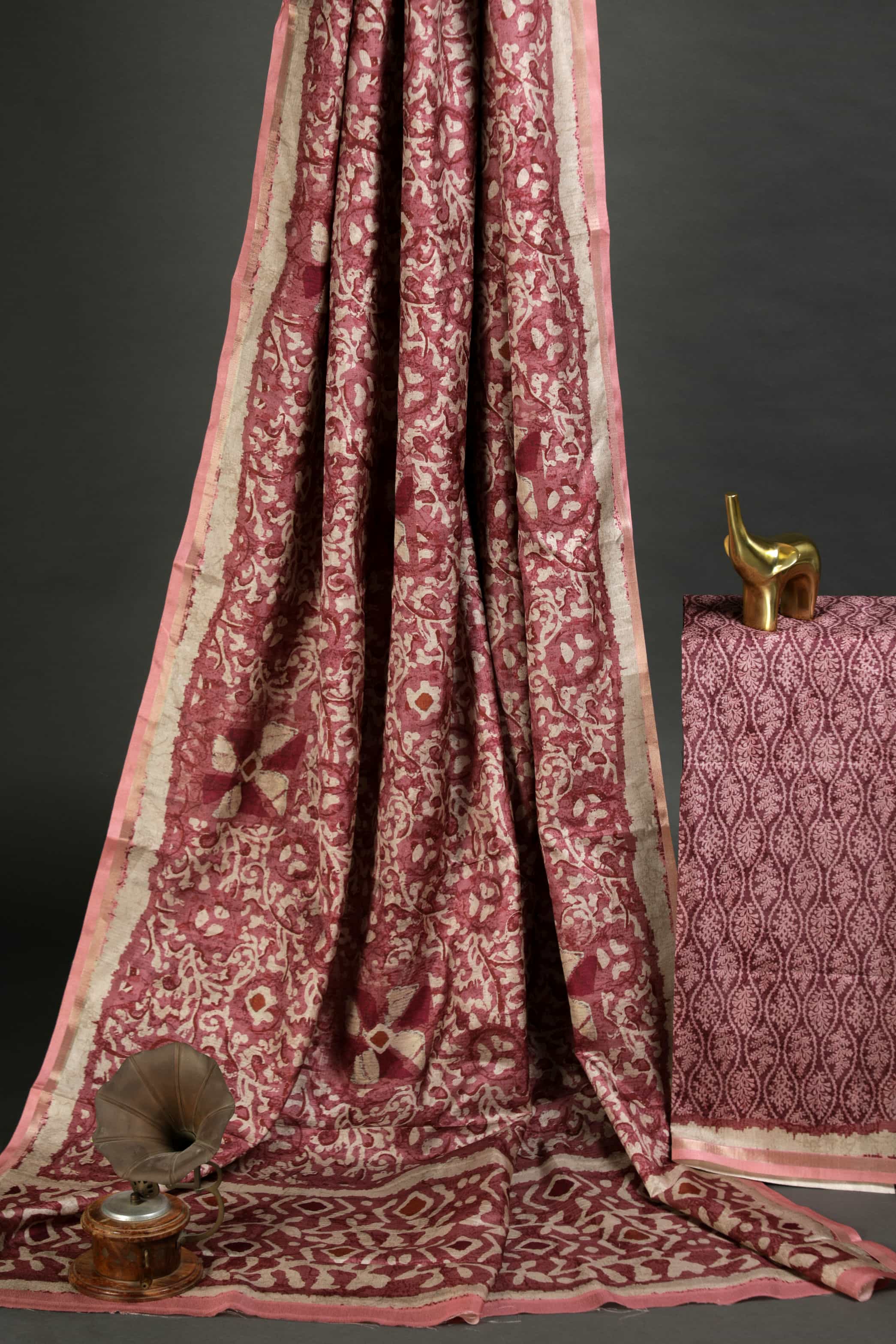 Intricate Rani Pink Colored Cotton Linen Designer Printed Saree