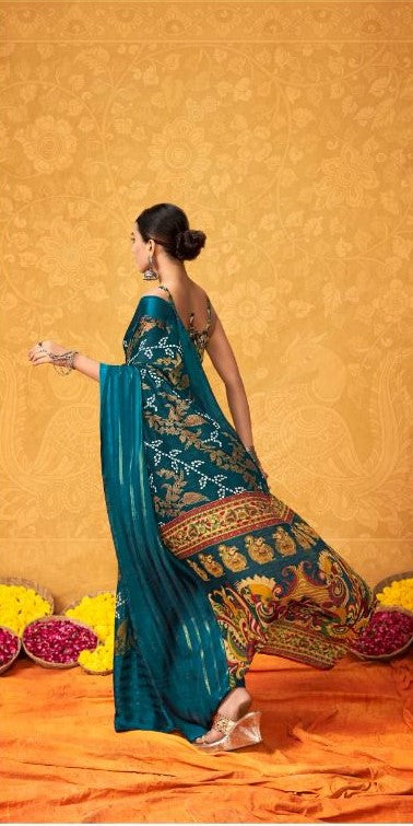 pure silk Classy rama Colour Saree, Shining Party Wear