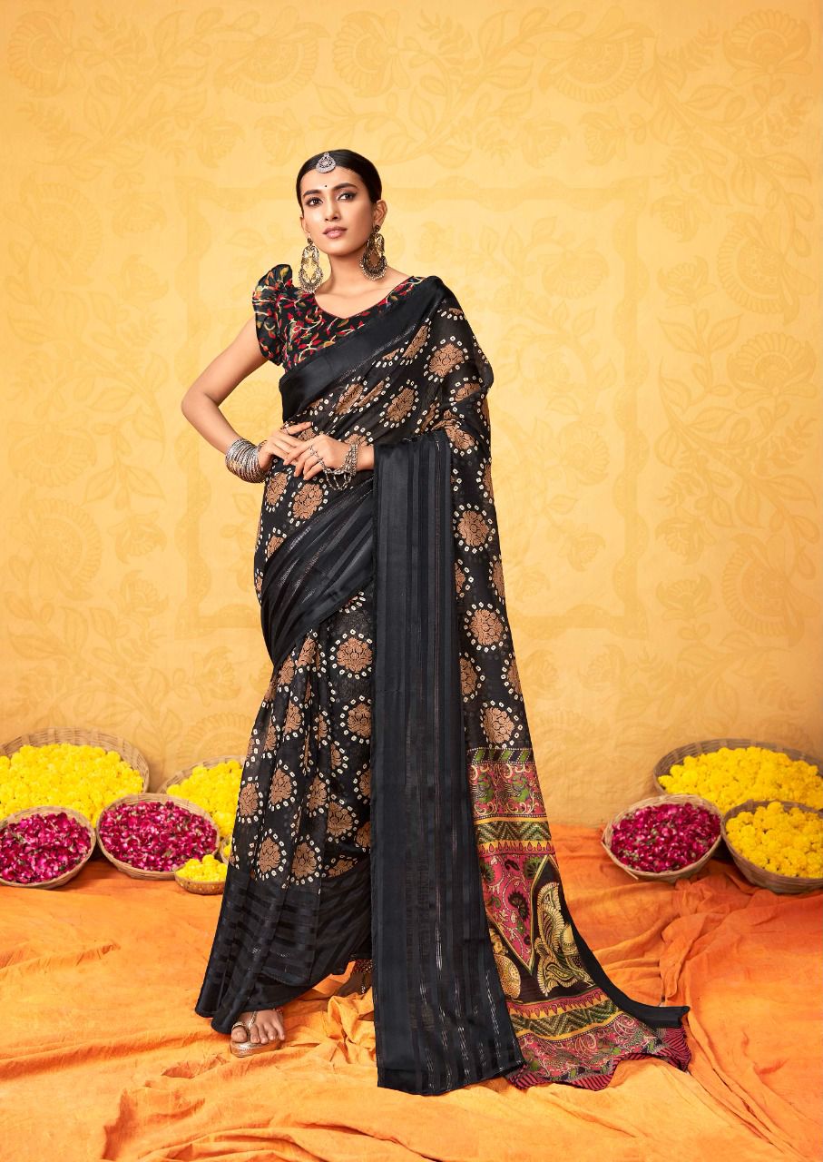 pure silk Classy Black Colour Saree, Shining Party Wear