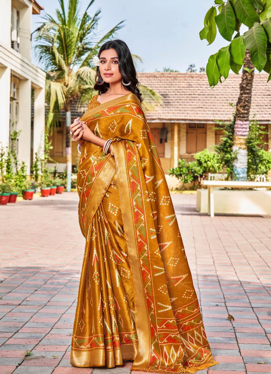 pure silk Classy Yellow Colour Saree, Shining Party Wear