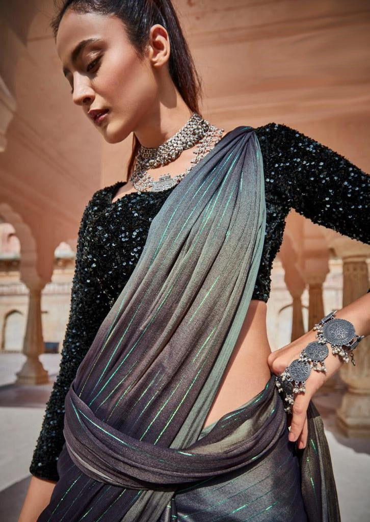 Chiffon saree 2024 designer blouse