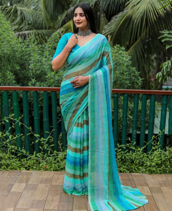 Self Design Beautiful Rich Linen Saree